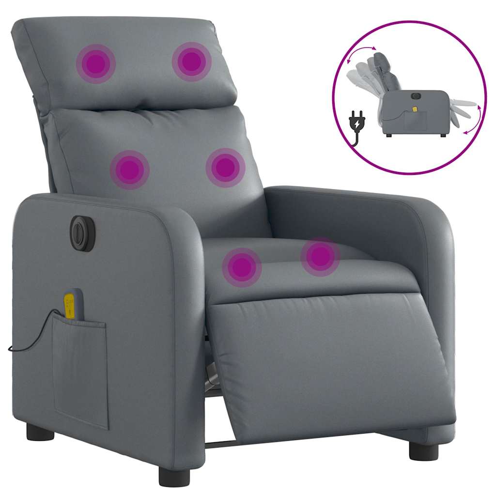 Fauteuil de massage inclinable électrique gris similicuir - XIOS