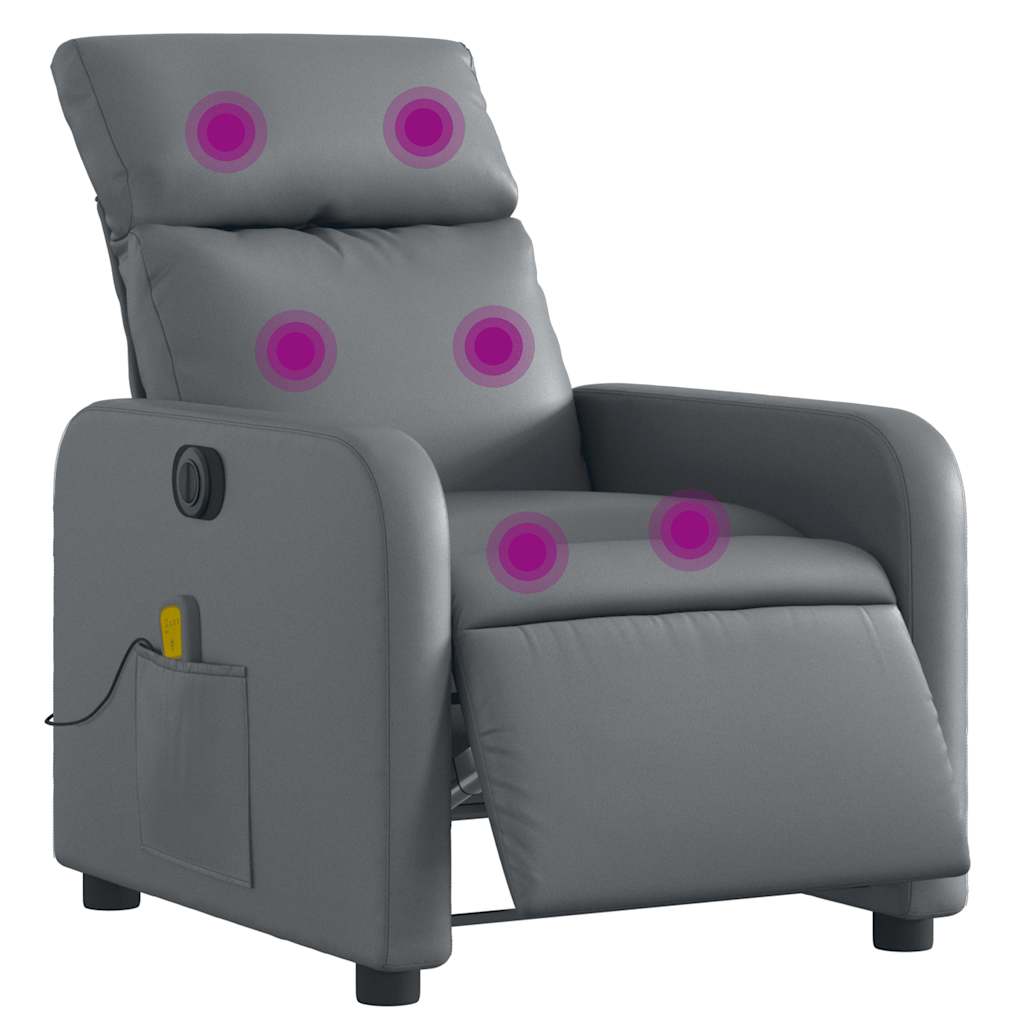 Fauteuil de massage inclinable électrique gris similicuir - XIOS