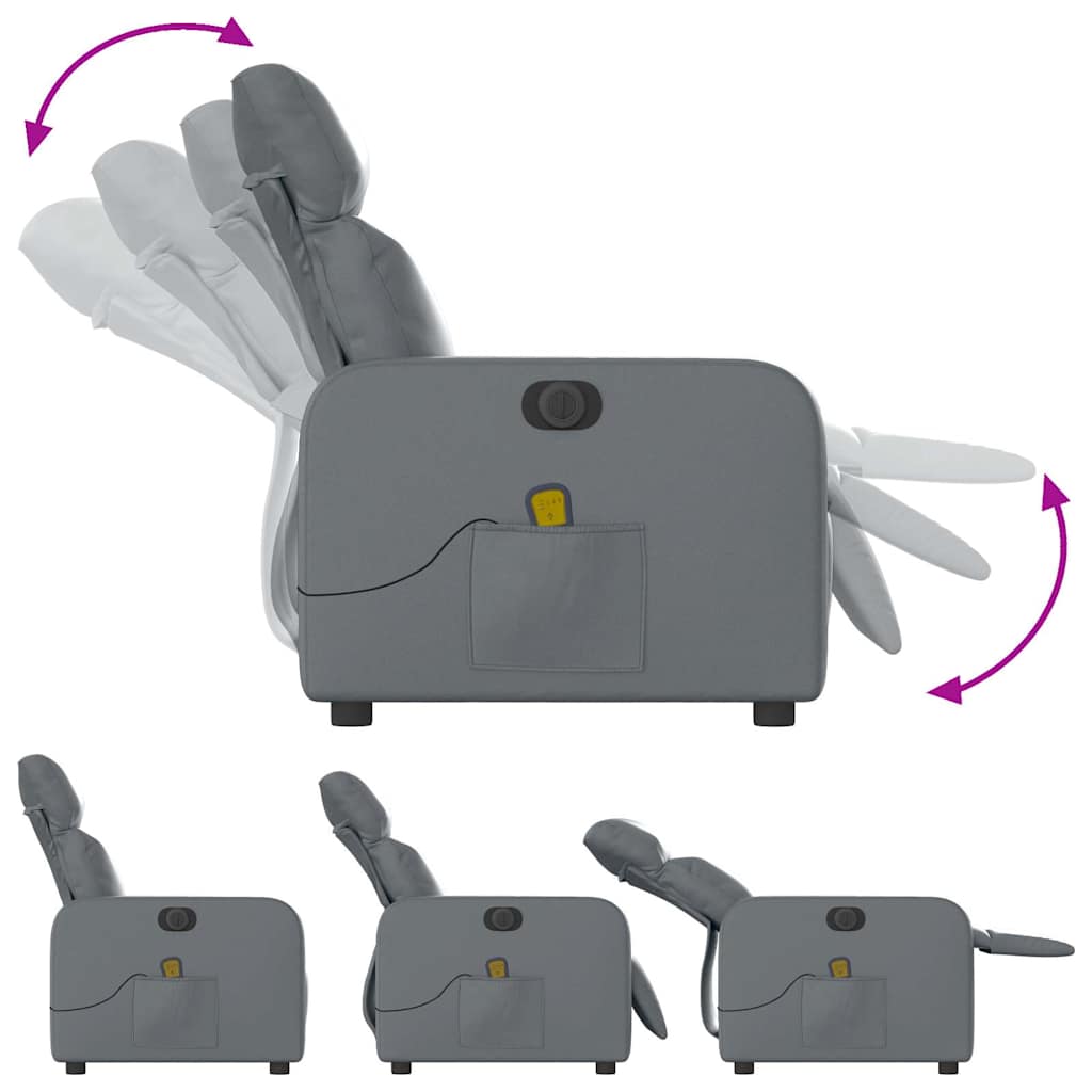 Fauteuil de massage inclinable électrique gris similicuir - XIOS