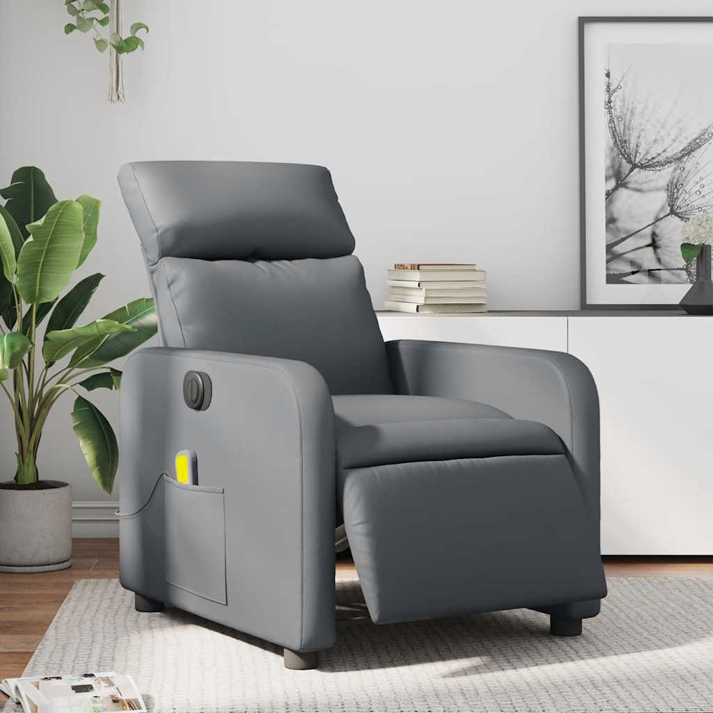 Fauteuil de massage inclinable électrique gris similicuir - XIOS