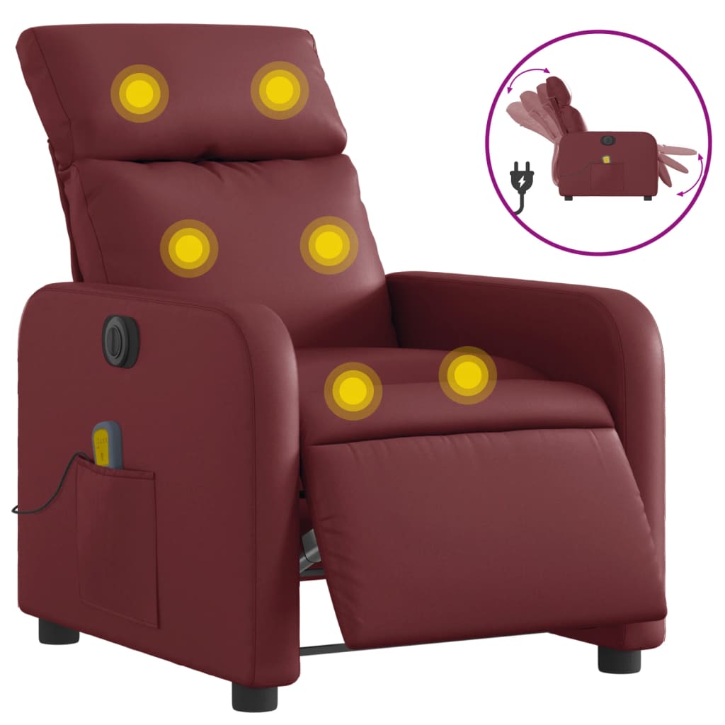 Fauteuil de massage inclinable électrique rouge bordeaux - XIOS