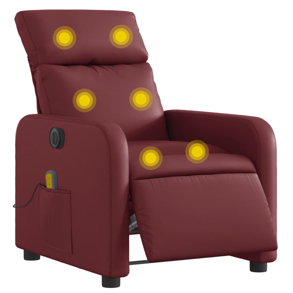 Fauteuil de massage inclinable électrique rouge bordeaux - XIOS
