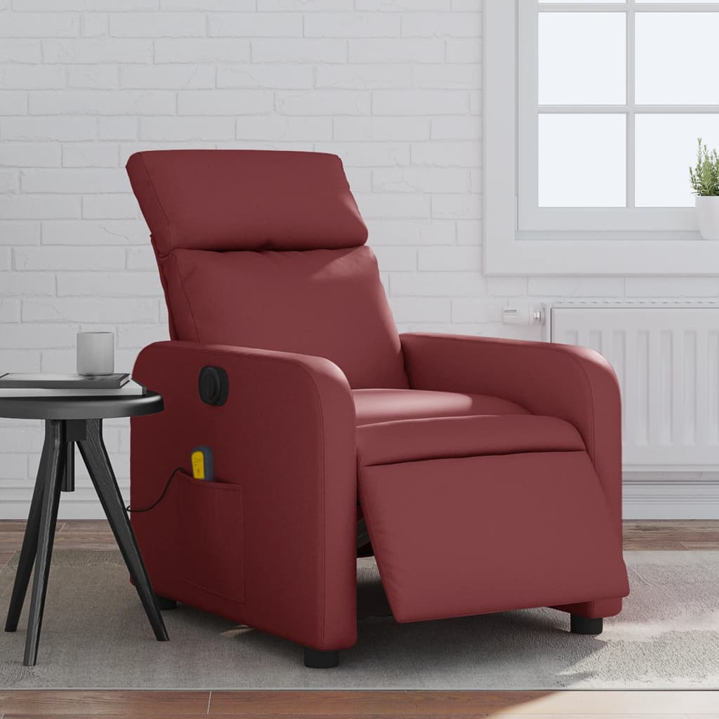 Fauteuil de massage inclinable électrique rouge bordeaux - XIOS