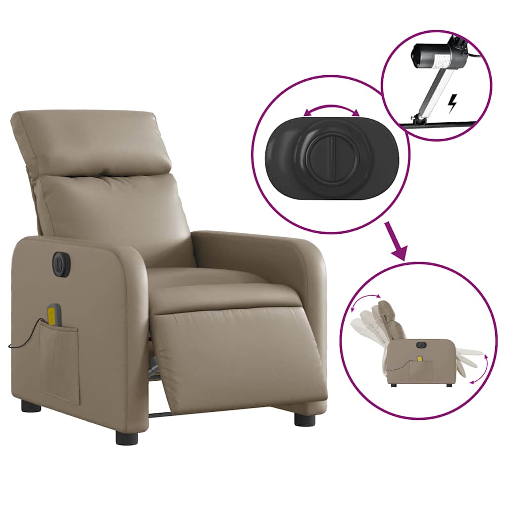 Fauteuil de massage inclinable électrique cappuccino similicuir - XIOS