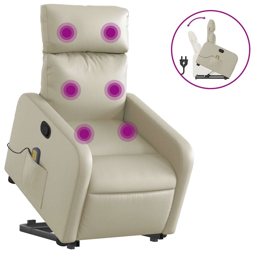 Fauteuil inclinable de massage Crème Similicuir - XIOS