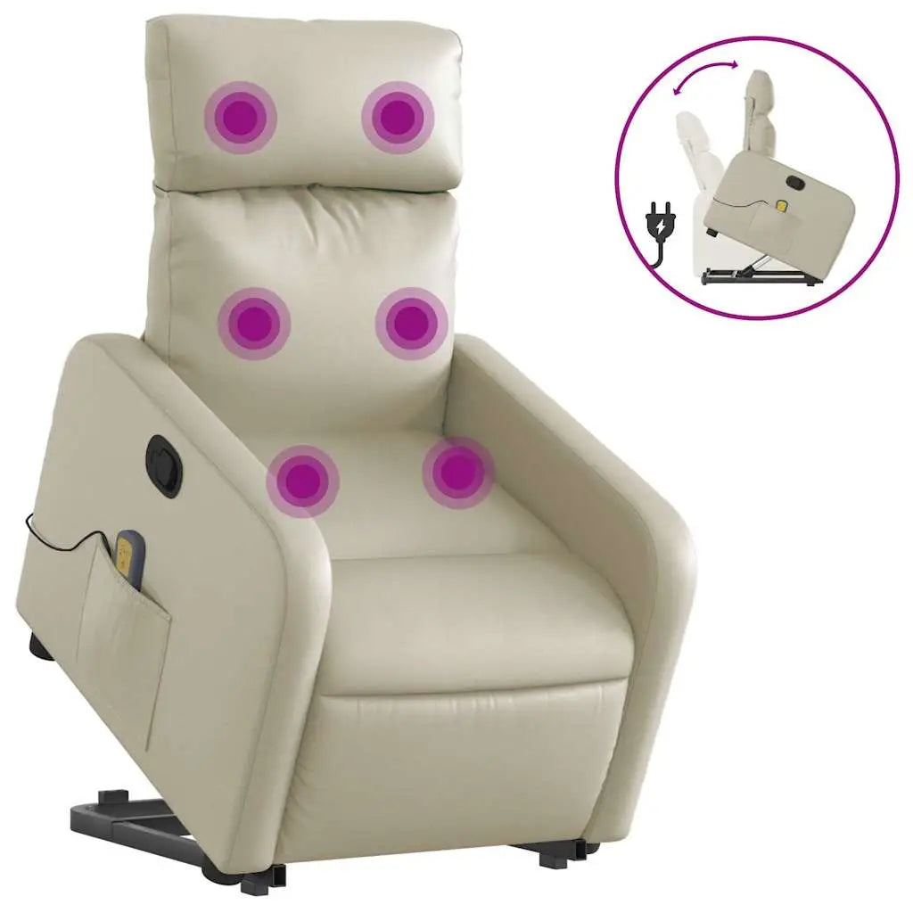 Fauteuil inclinable de massage Crème Similicuir - XIOS