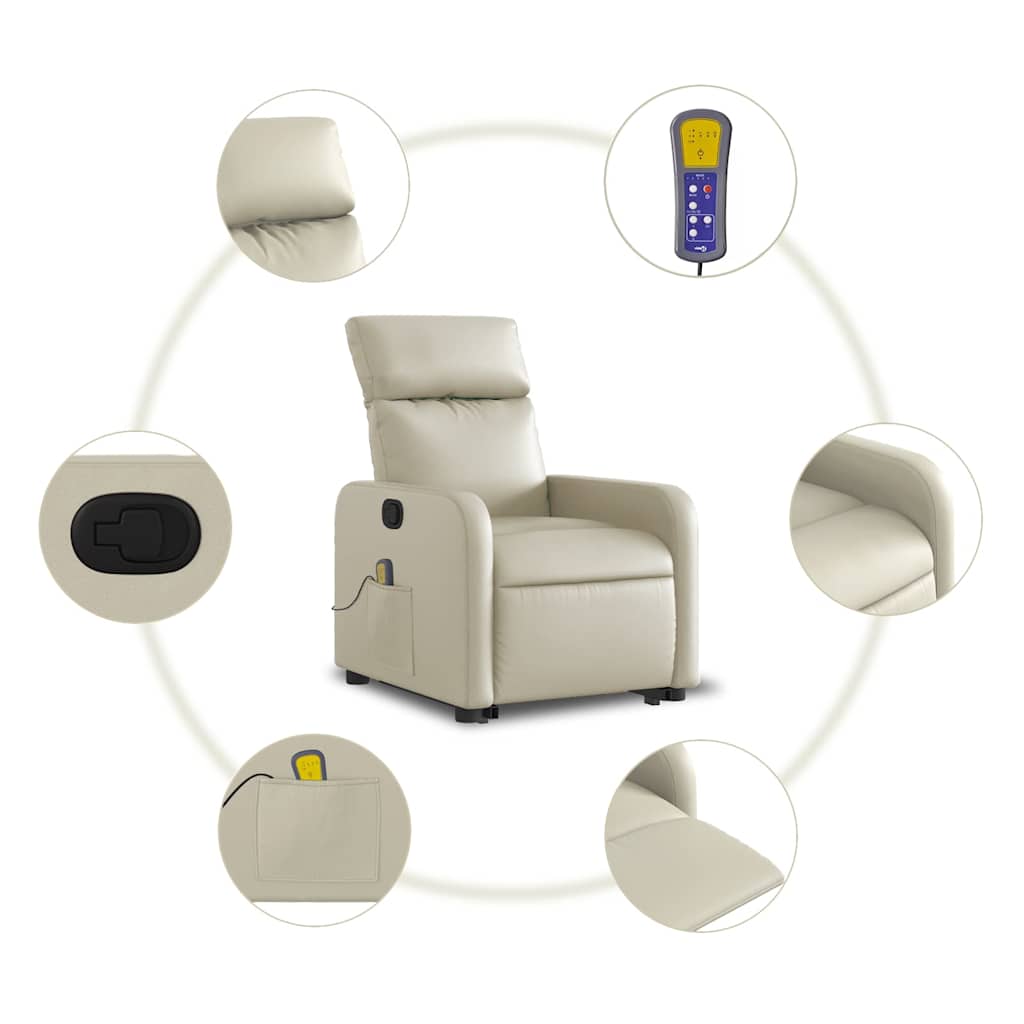 Fauteuil inclinable de massage Crème Similicuir - XIOS