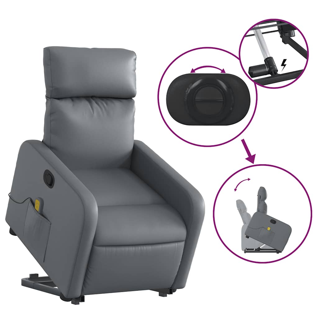 Fauteuil inclinable de massage Gris Similicuir - XIOS