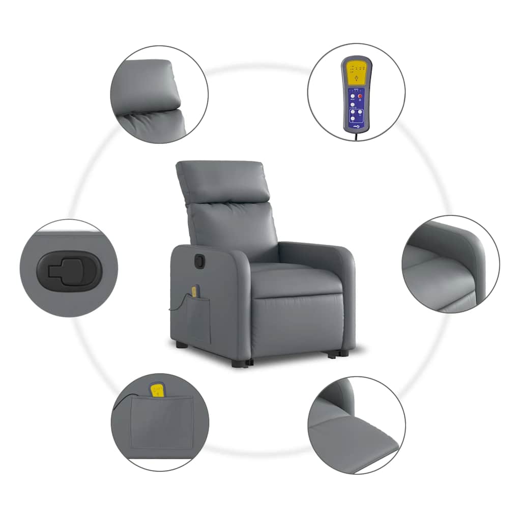 Fauteuil inclinable de massage Gris Similicuir - XIOS