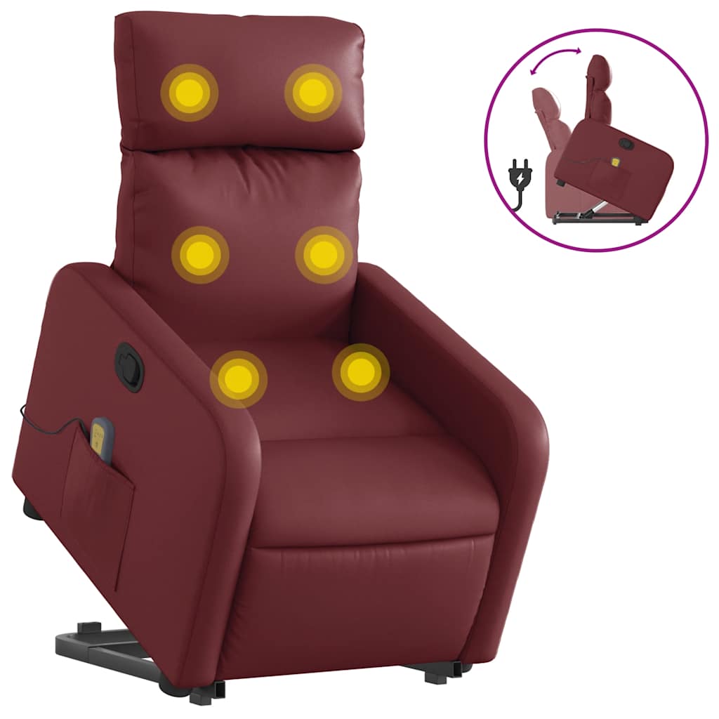 Fauteuil inclinable de massage Rouge bordeaux Similicuir - XIOS
