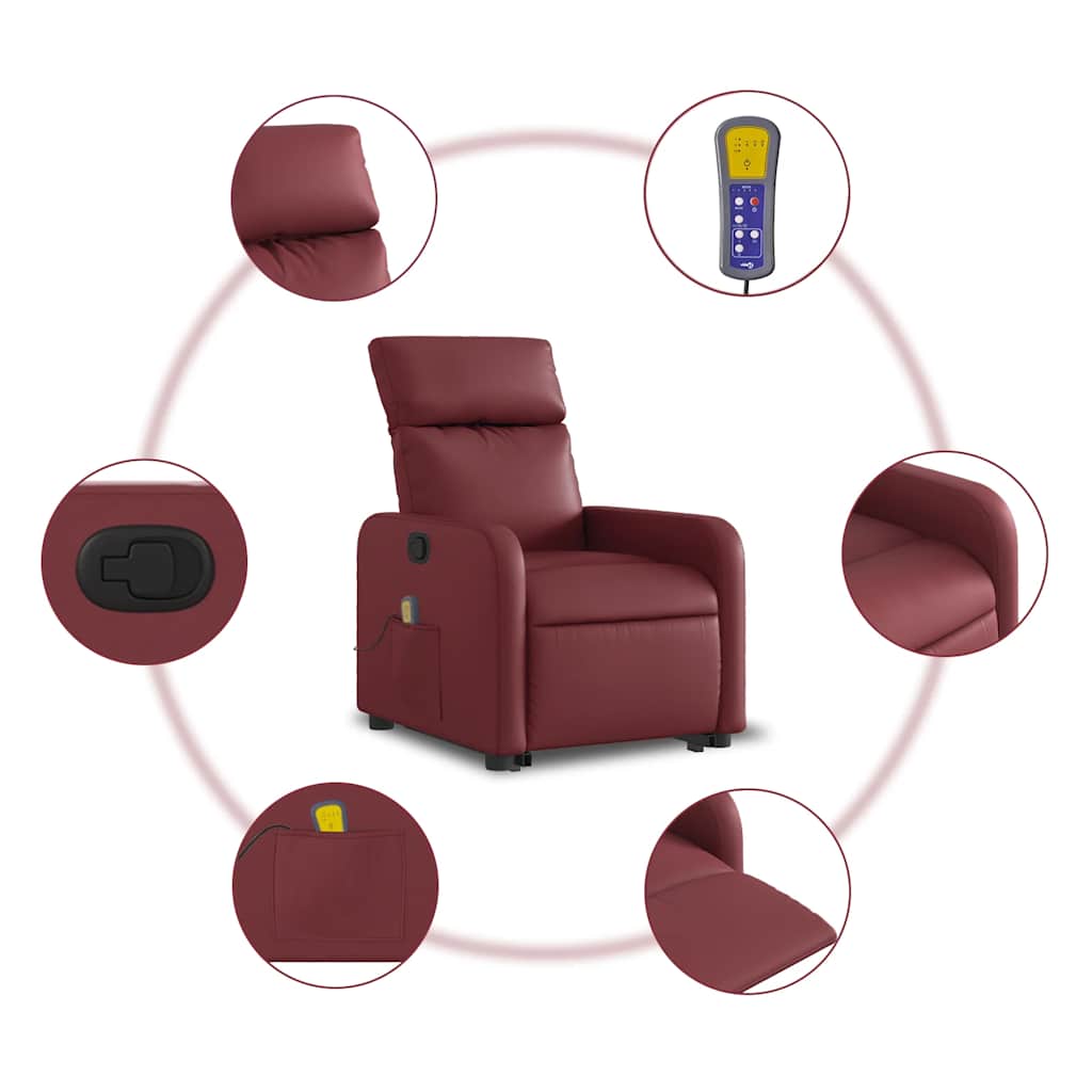 Fauteuil inclinable de massage Rouge bordeaux Similicuir - XIOS