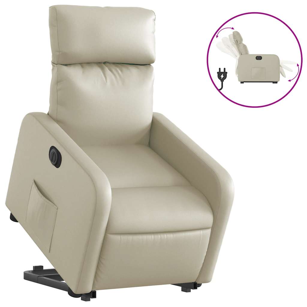 Fauteuil inclinable électrique crème similicuir - XIOS