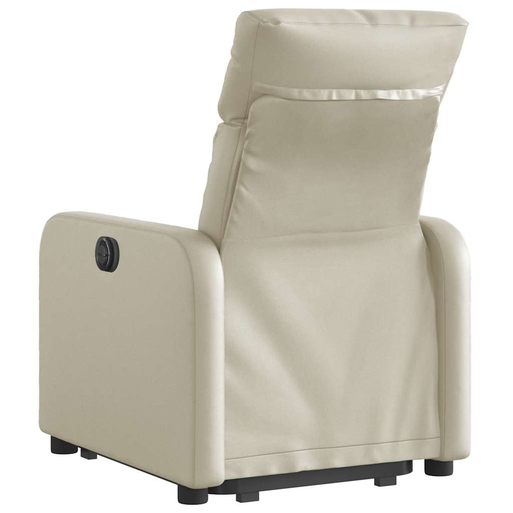 Fauteuil inclinable électrique crème similicuir