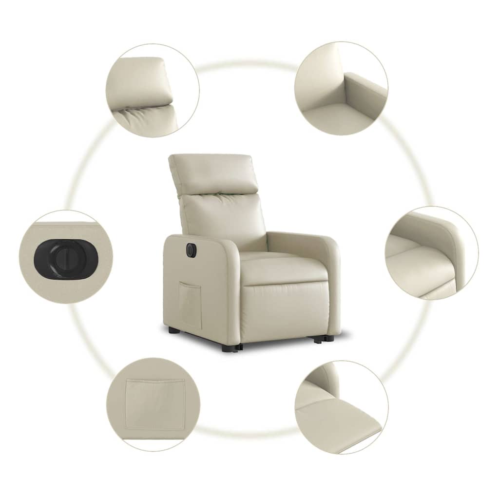 Fauteuil inclinable électrique crème similicuir - XIOS