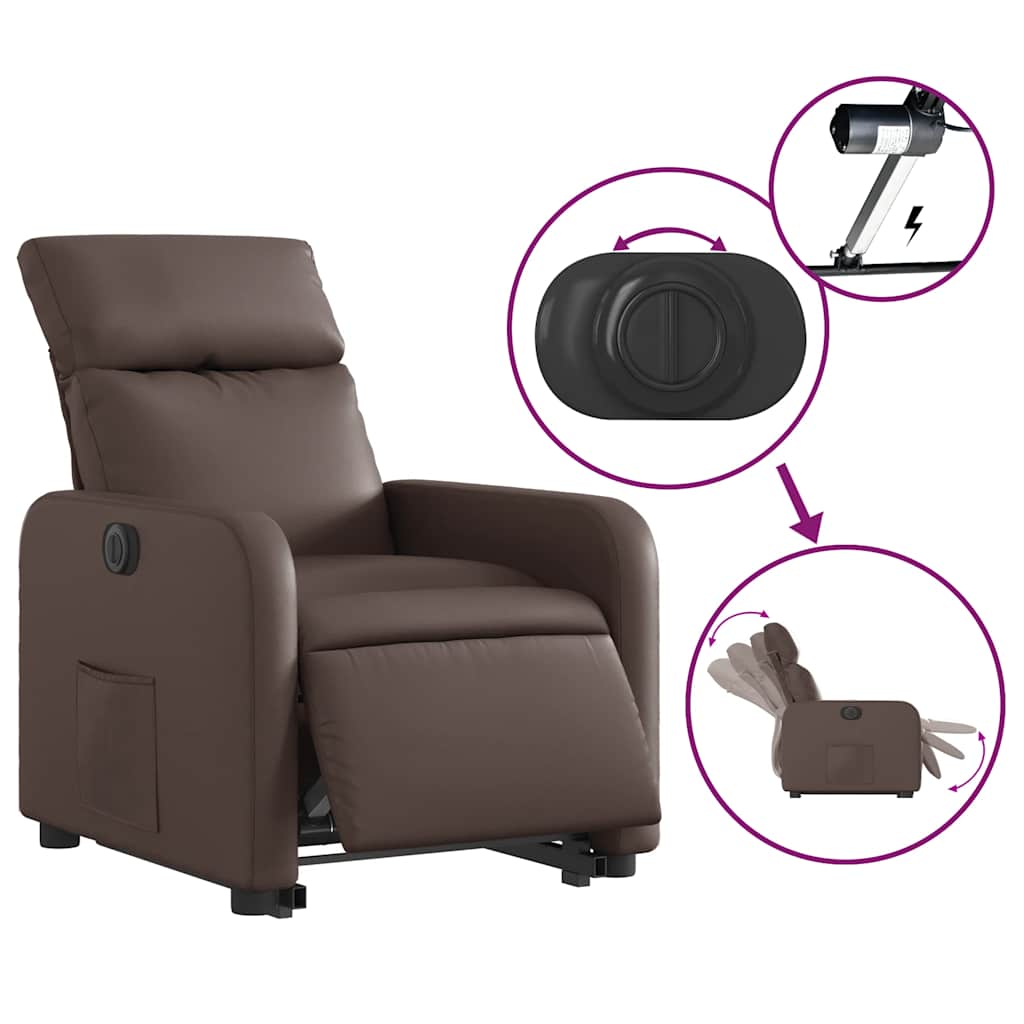 Fauteuil inclinable électrique marron similicuir - XIOS