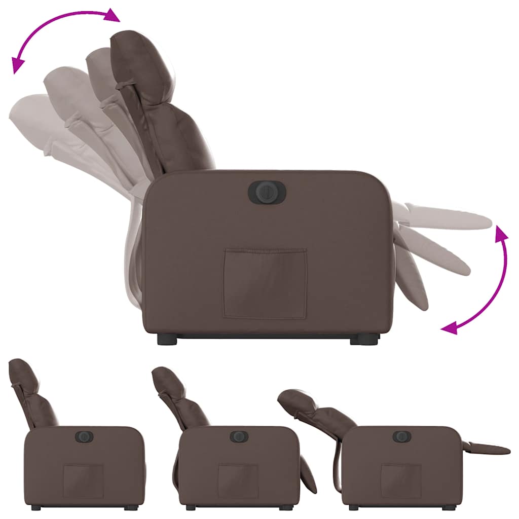 Fauteuil inclinable électrique marron similicuir - XIOS