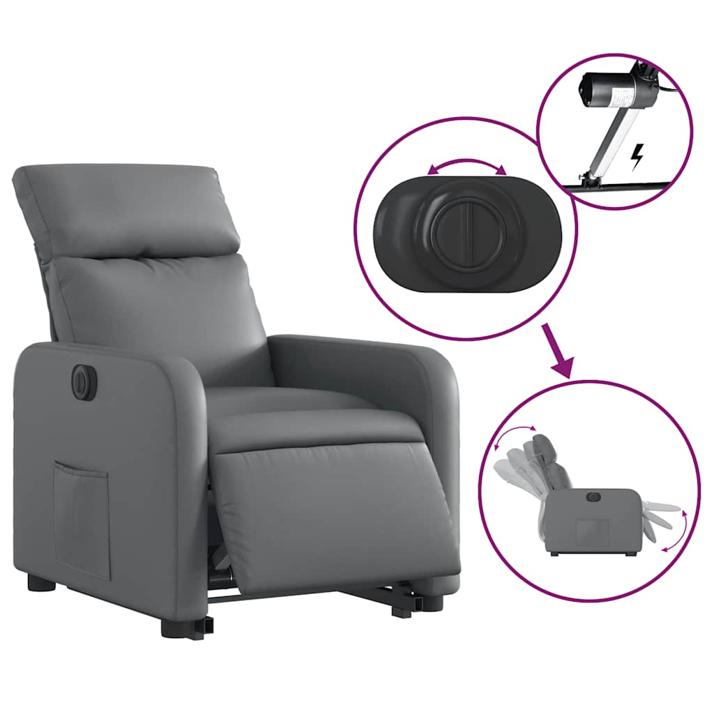 Fauteuil inclinable électrique gris similicuir - XIOS