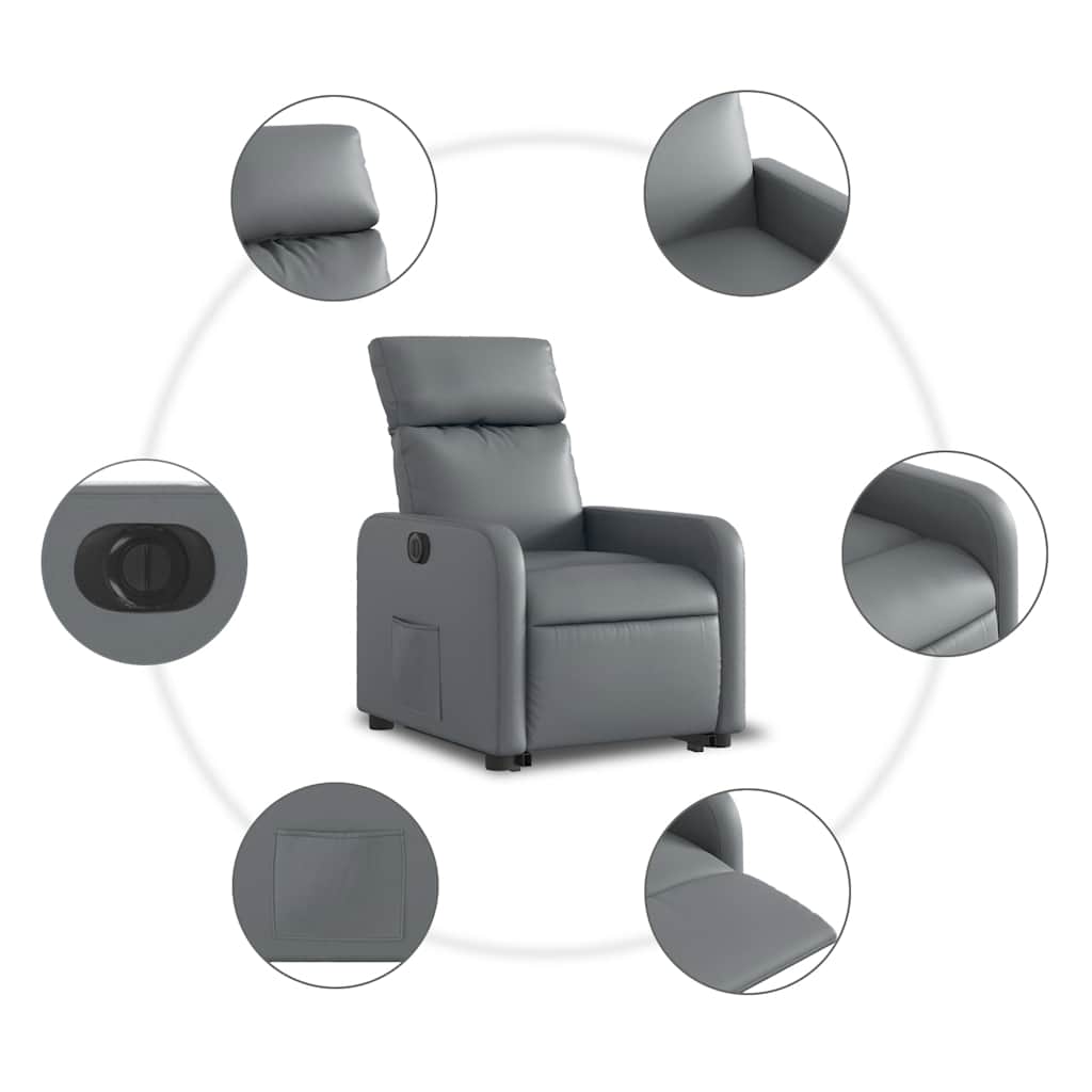 Fauteuil inclinable électrique gris similicuir - XIOS
