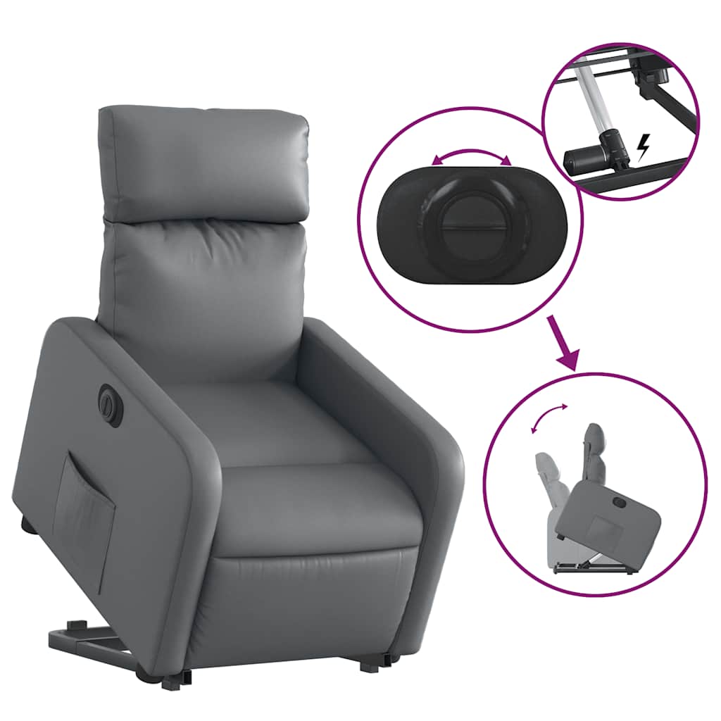 Fauteuil inclinable électrique gris similicuir - XIOS