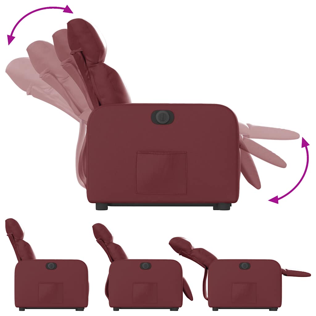 Fauteuil inclinable électrique rouge bordeaux similicuir - XIOS