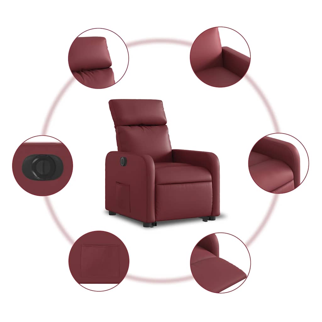 Fauteuil inclinable électrique rouge bordeaux similicuir - XIOS