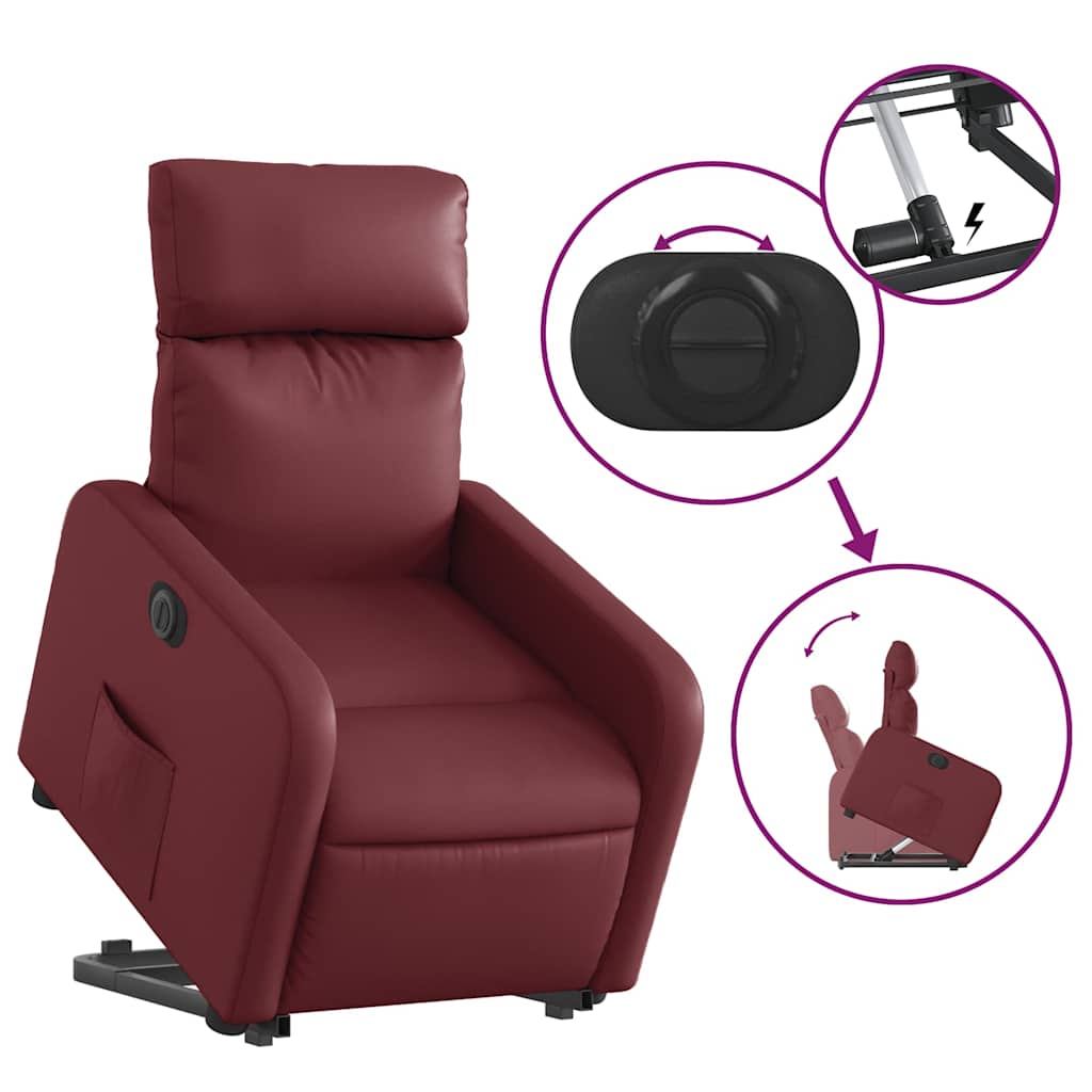 Fauteuil inclinable électrique rouge bordeaux similicuir - XIOS