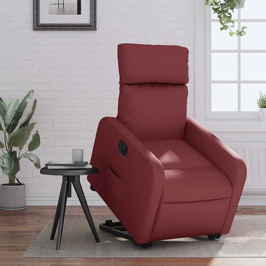 Fauteuil inclinable électrique rouge bordeaux similicuir - XIOS