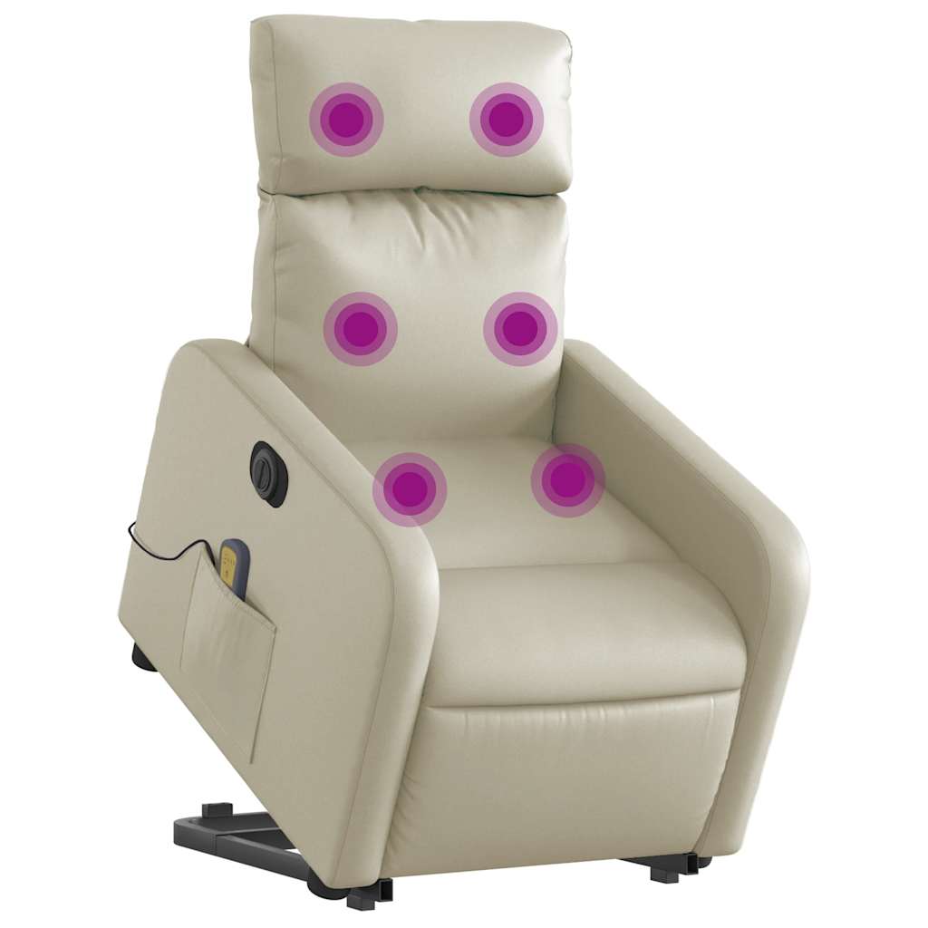 Fauteuil inclinable de massage électrique crème similicuir