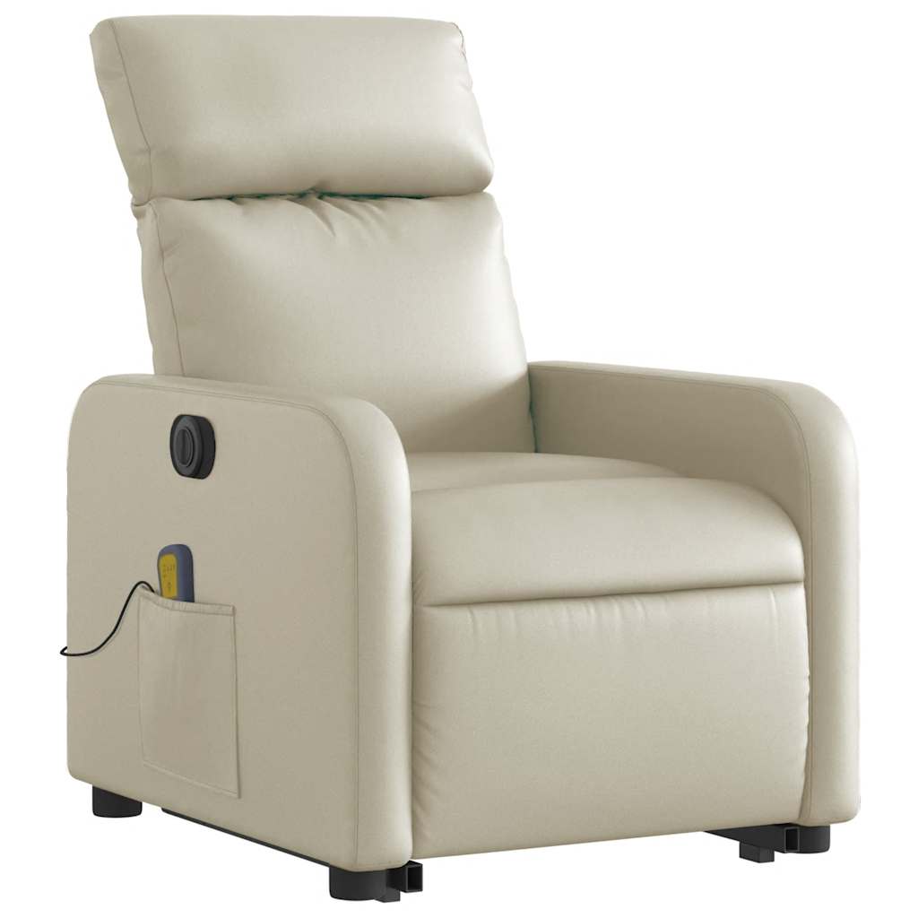 Fauteuil inclinable de massage électrique crème similicuir - XIOS