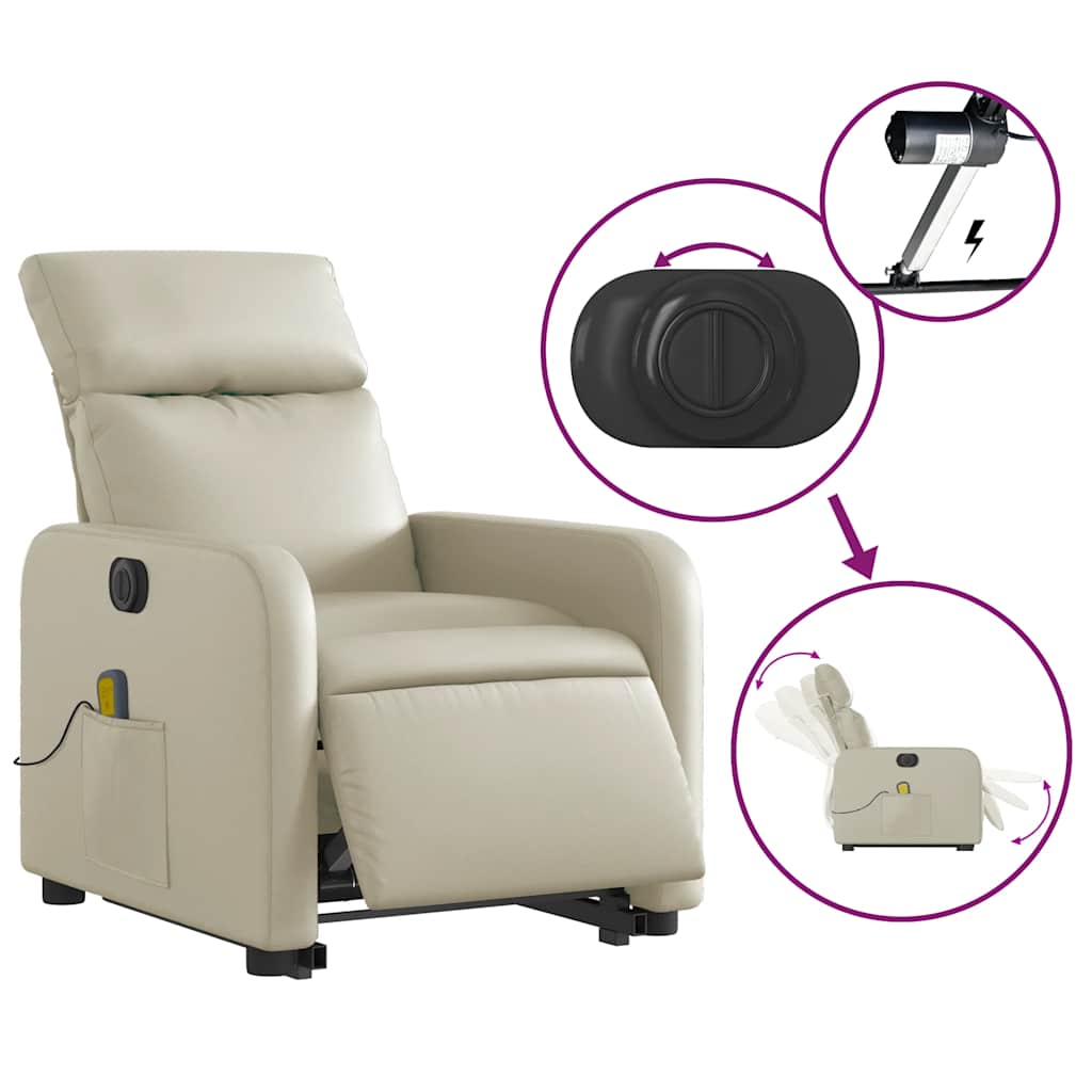 Fauteuil inclinable de massage électrique crème similicuir - XIOS