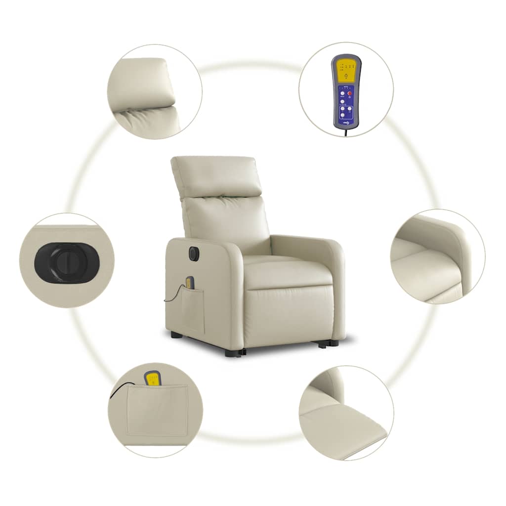 Fauteuil inclinable de massage électrique crème similicuir - XIOS