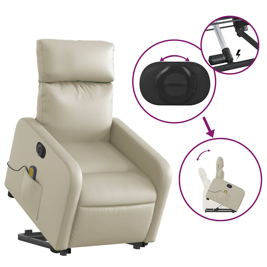 Fauteuil inclinable de massage électrique crème similicuir - XIOS