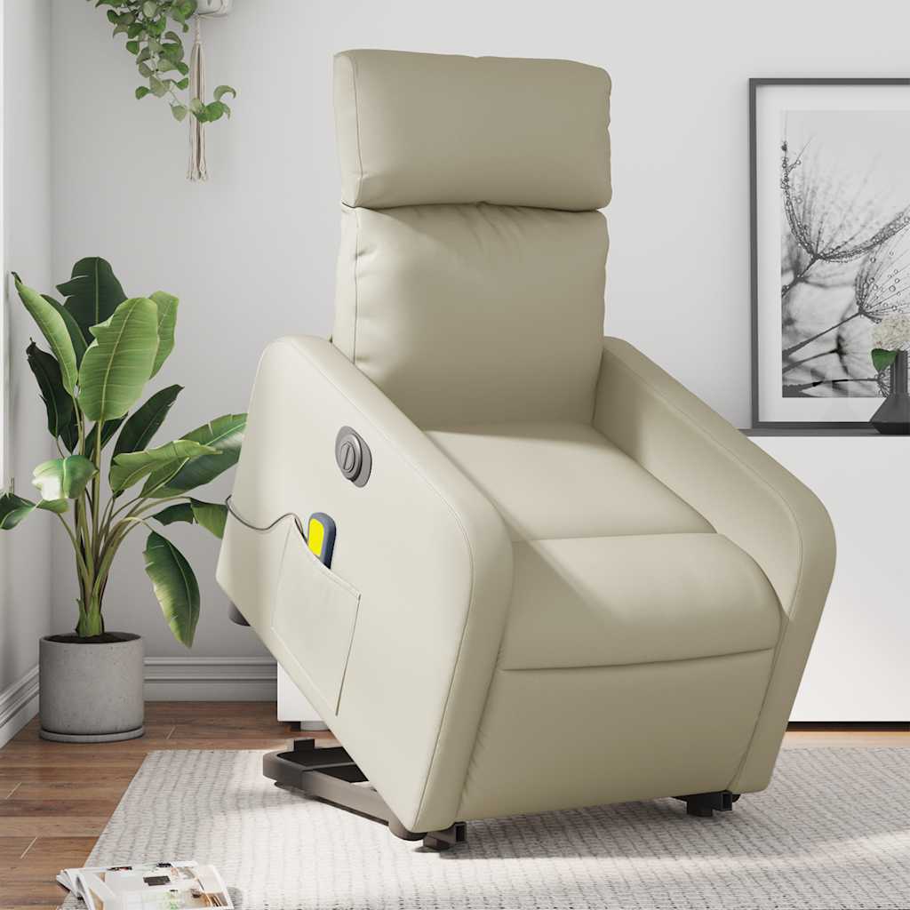Fauteuil inclinable de massage électrique crème similicuir - XIOS