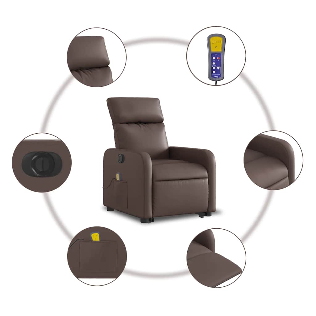 Fauteuil inclinable de massage électrique marron similicuir - XIOS