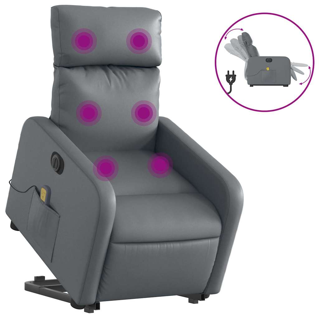 Fauteuil inclinable de massage électrique gris similicuir - XIOS