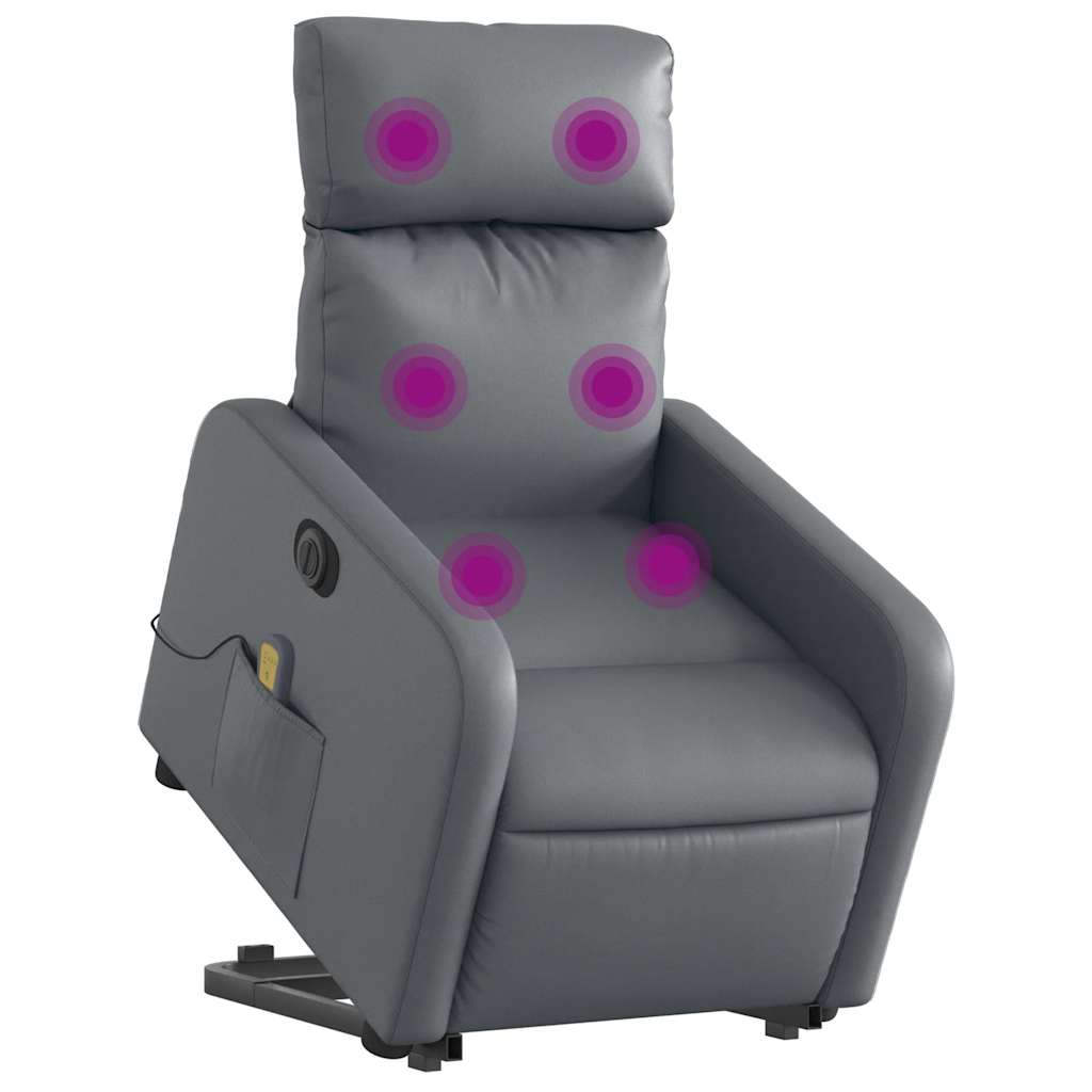 Fauteuil inclinable de massage électrique gris similicuir