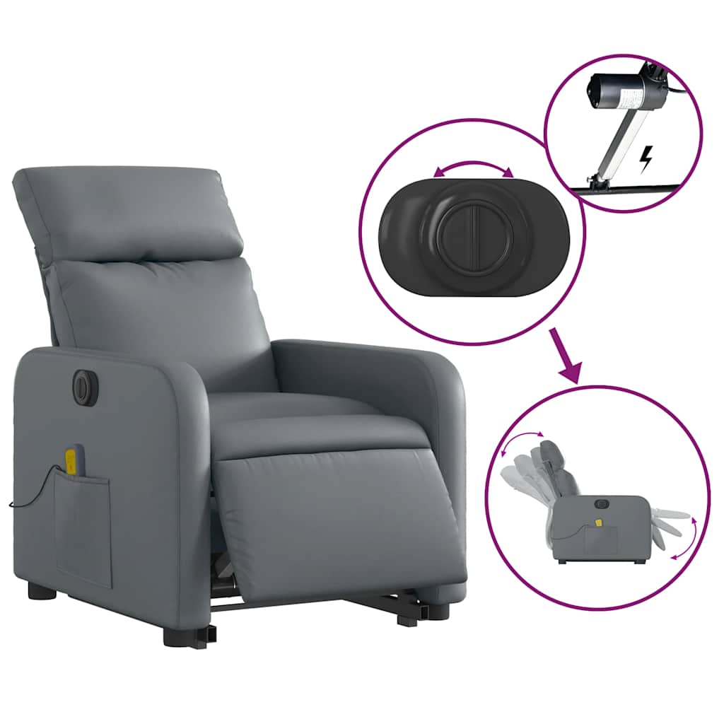 Fauteuil inclinable de massage électrique gris similicuir - XIOS
