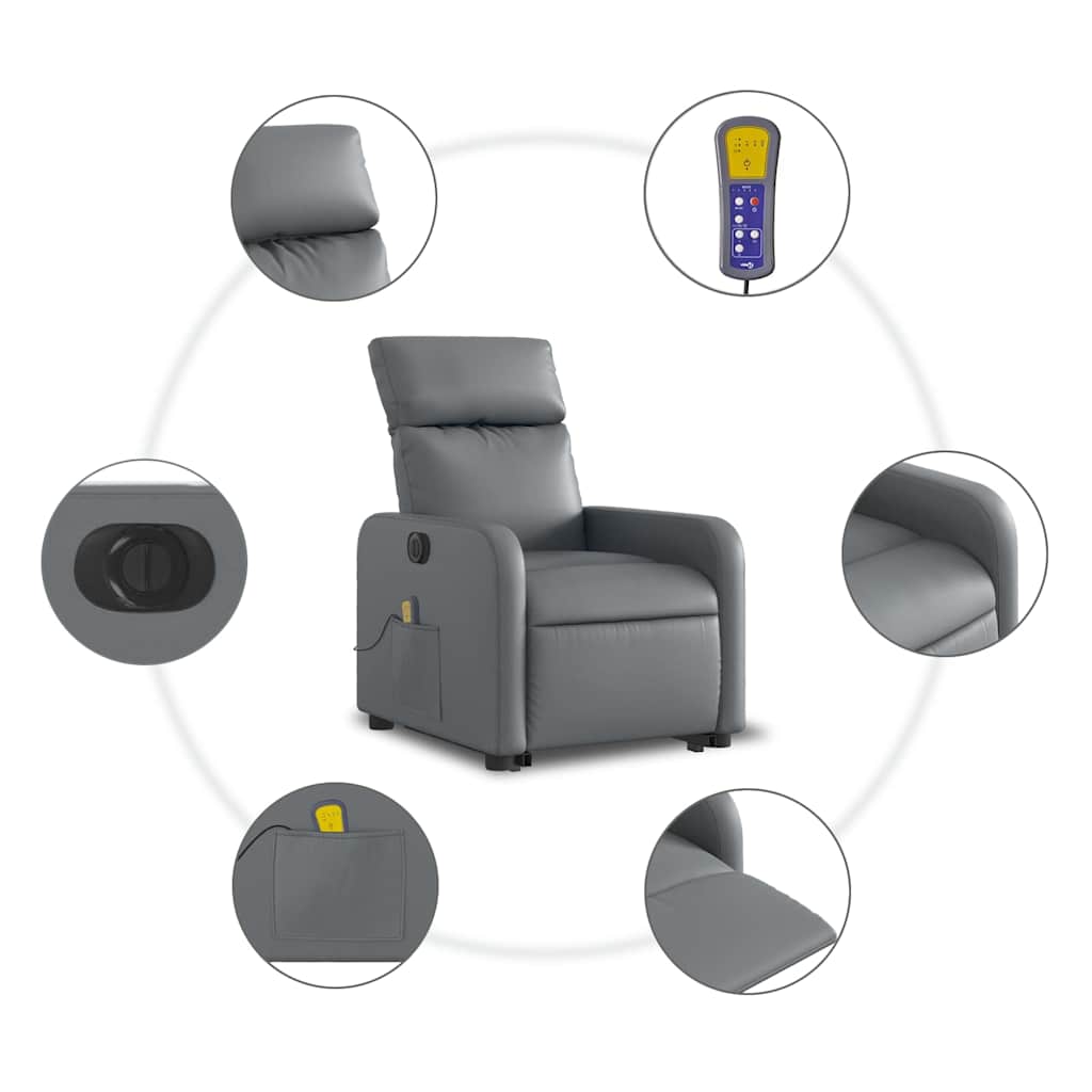 Fauteuil inclinable de massage électrique gris similicuir - XIOS