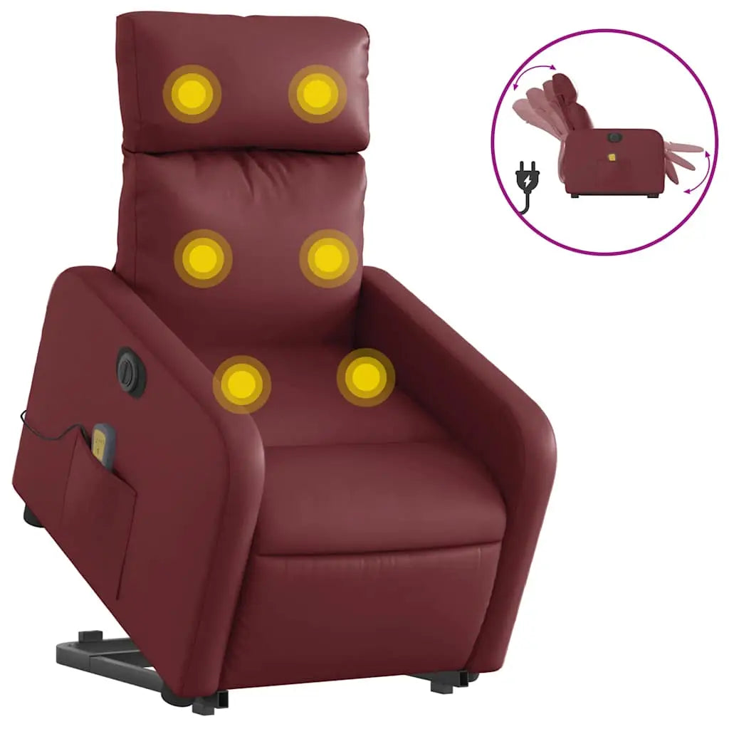 Fauteuil inclinable de massage électrique rouge bordeaux - XIOS
