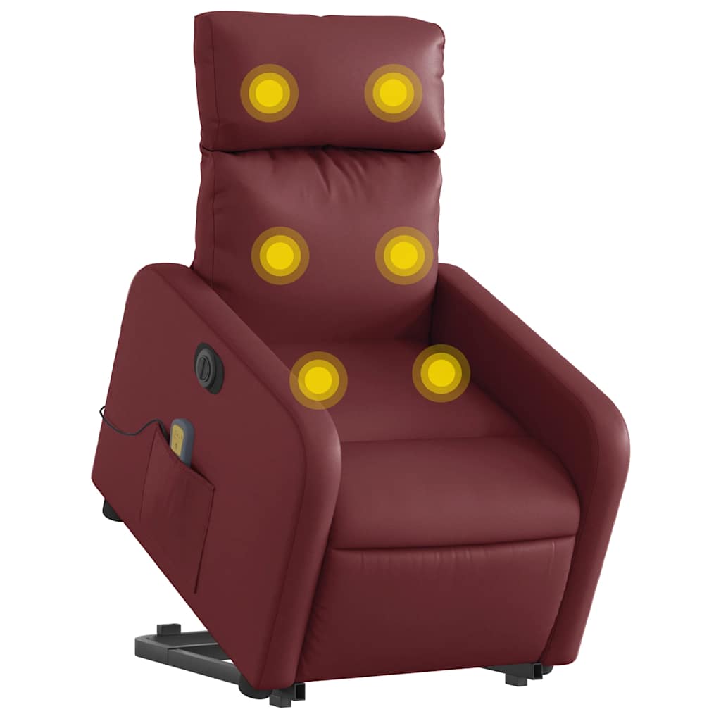 Fauteuil inclinable de massage électrique rouge bordeaux