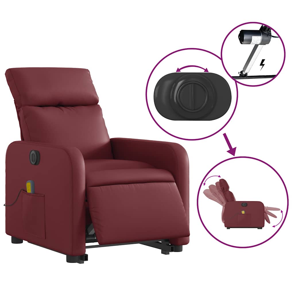 Fauteuil inclinable de massage électrique rouge bordeaux - XIOS