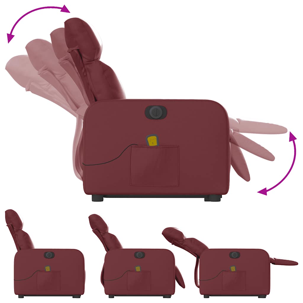 Fauteuil inclinable de massage électrique rouge bordeaux - XIOS