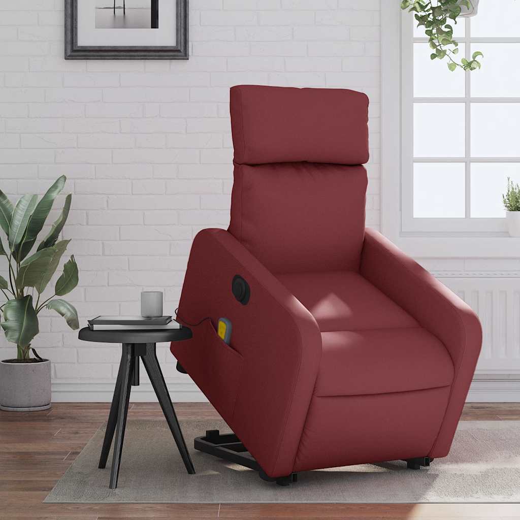 Fauteuil inclinable de massage électrique rouge bordeaux - XIOS
