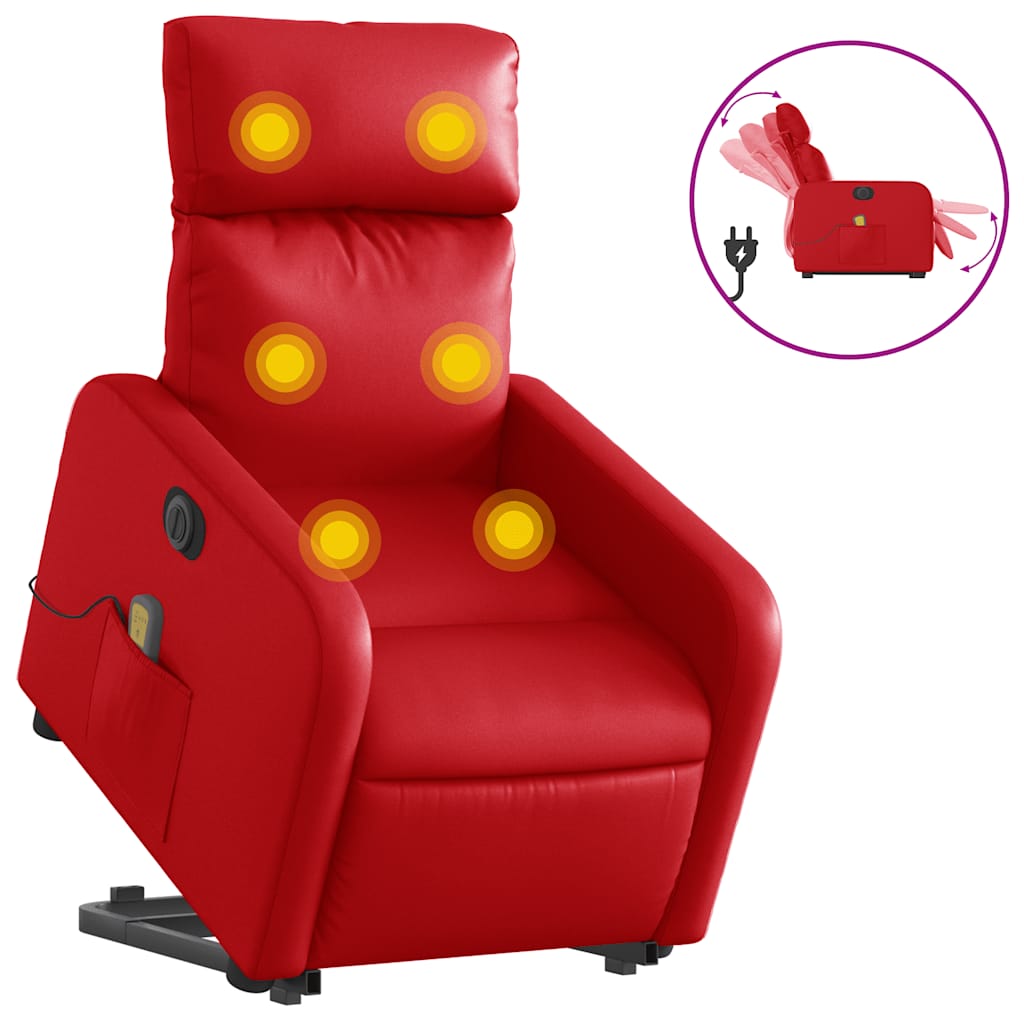 Fauteuil inclinable de massage électrique rouge similicuir - XIOS