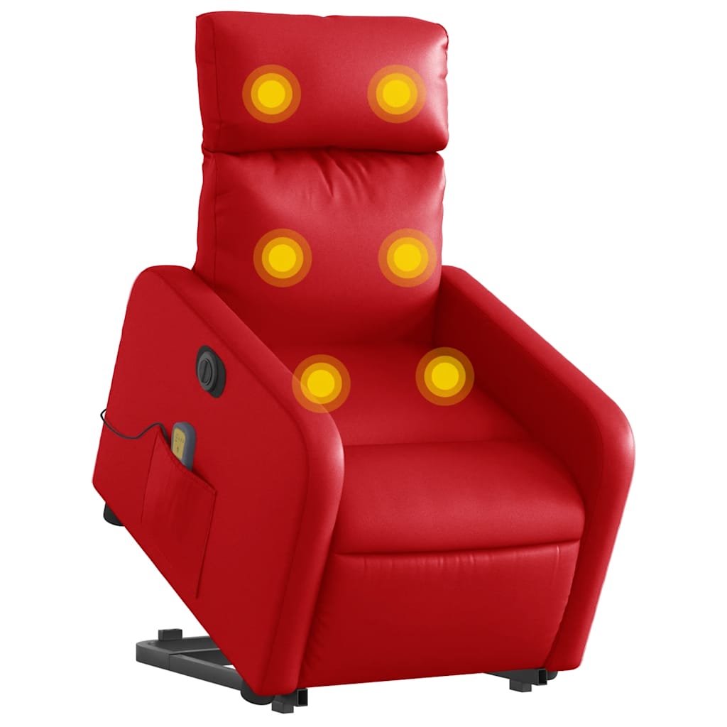Fauteuil inclinable de massage électrique rouge similicuir