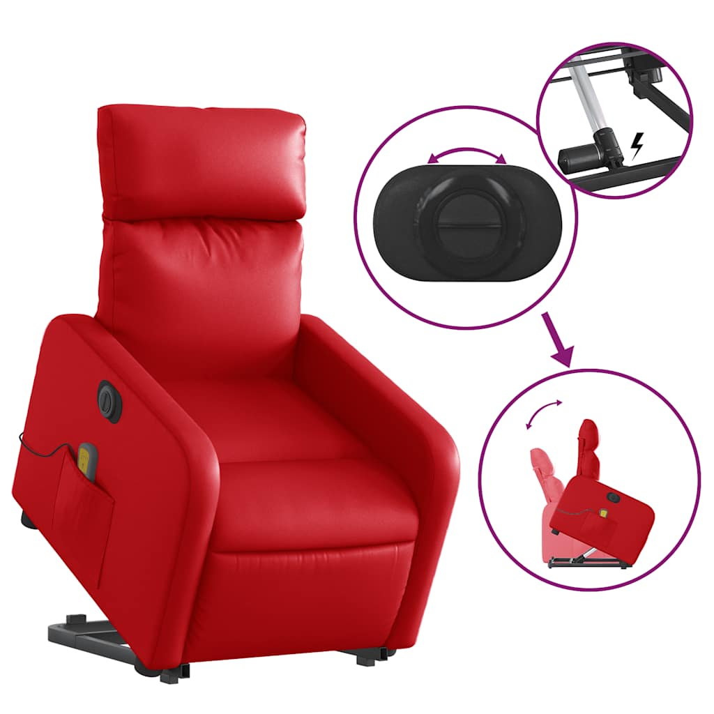 Fauteuil inclinable de massage électrique rouge similicuir