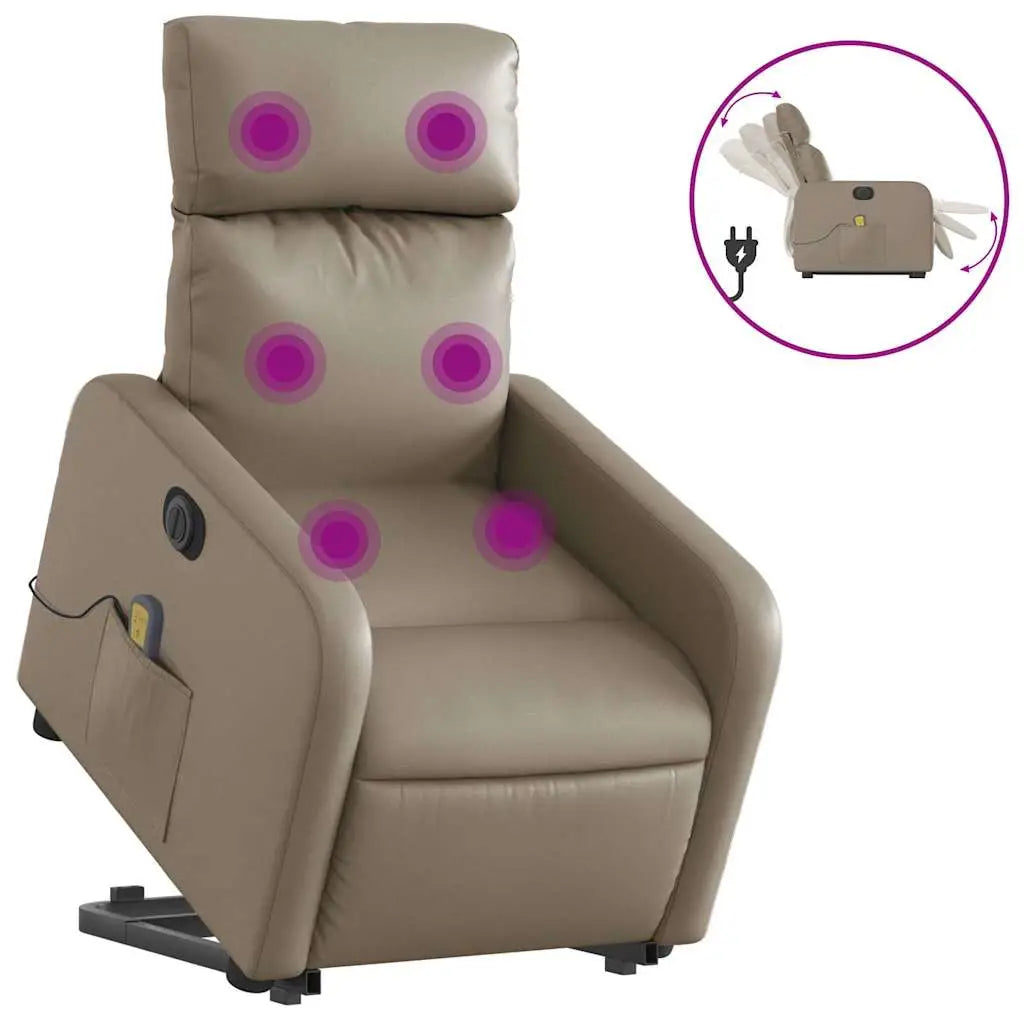Fauteuil inclinable de massage électrique cappuccino similicuir - XIOS