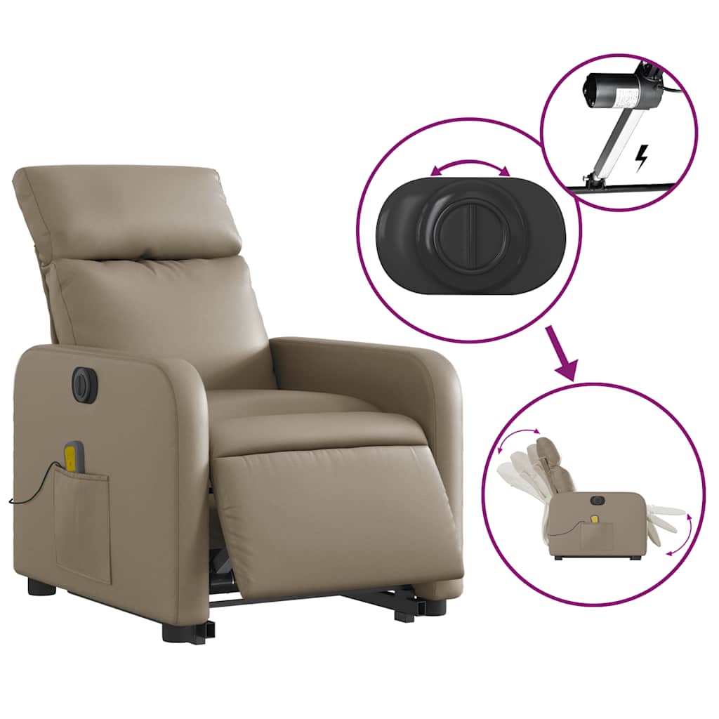 Fauteuil inclinable de massage électrique cappuccino similicuir - XIOS