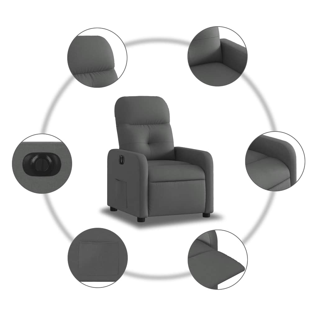 Fauteuil inclinable électrique Gris foncé Tissu - XIOS
