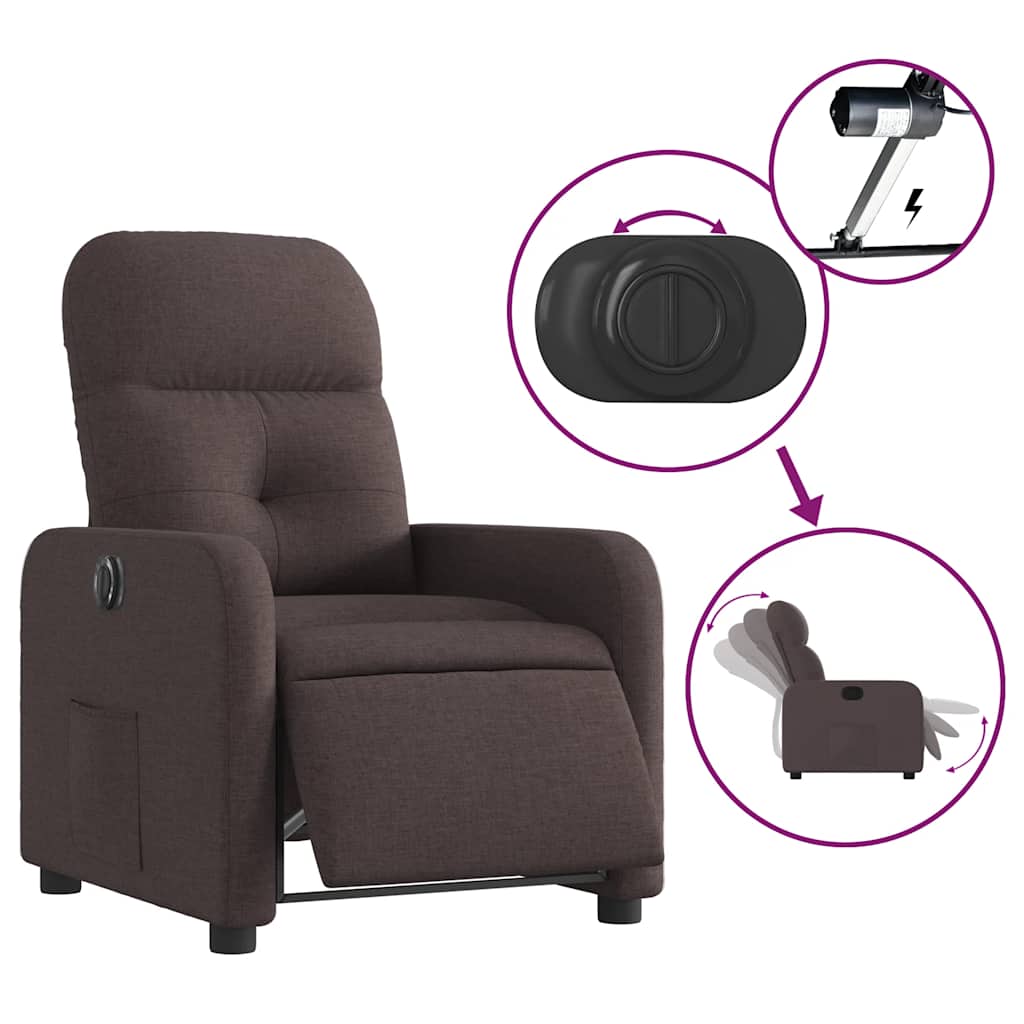 Fauteuil inclinable électrique Marron foncé Tissu - XIOS